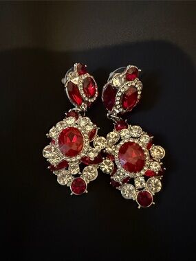 Elegant Red Crystal Drop Earrings - Brand: